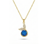 Leaf Accent Blue Stone Pendant Necklace