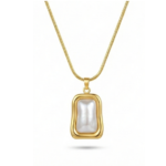 Rectangular Pearl Frame Pendant Necklace