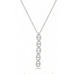Vertical Oval Link Pendant Necklace – Silver