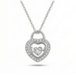 Floating Heart Crystal Pendant Necklace