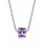 Tennis Necklace with Rectangular Purple Stone