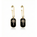 Black Enamel Star Drop Earrings
