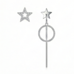 Star Stud and Circle Bar Mismatch Earrings