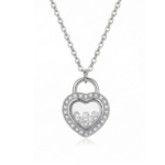 Heart Frame Crystal Pendant Necklace