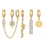 Chain and Crystal Charm Hoop Earrings