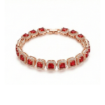 Square Red Stone Link Bracelet