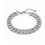 Pavé Cuban Link Bracelet – Silver