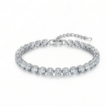 Round Stone Tennis Bracelet – Silver