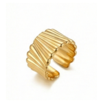 Wide Ribbed Open Band Ring