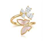 Double Butterfly Open Ring with Mother-of-Pearl